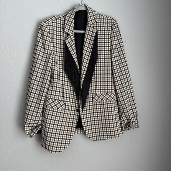 Sister Jane Blazer Anthropologie Fringe Double Breasted Jacket Size M - Picture 6 of 11